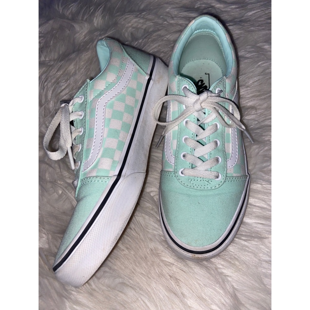 Mint green and white Vans